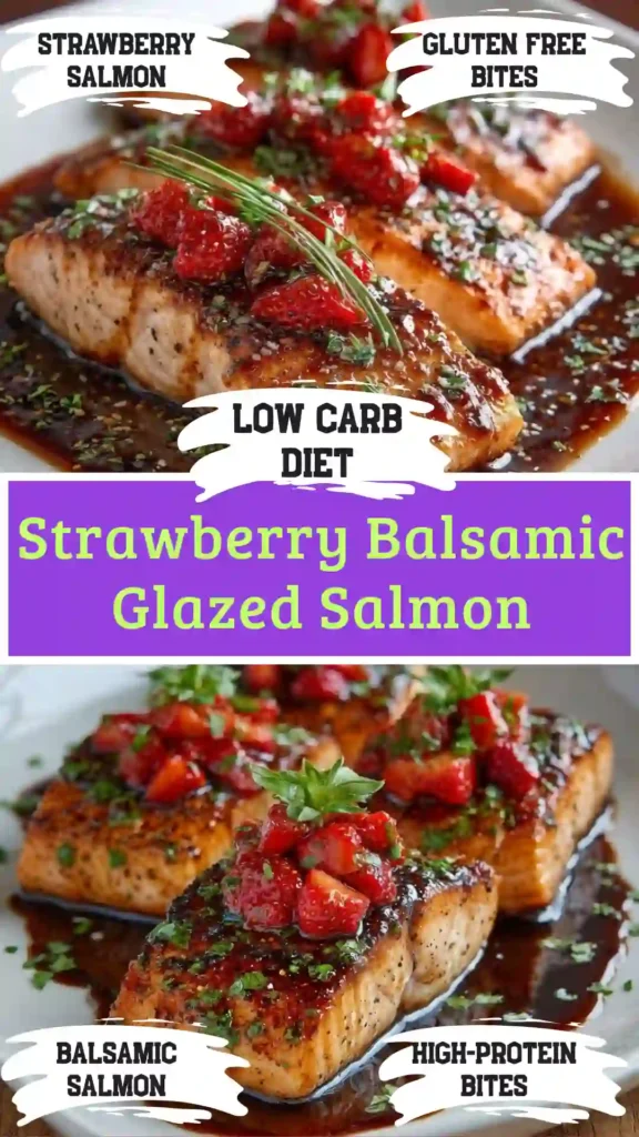 Strawberry Balsamic Glazed Salmon with quinoa and greens.