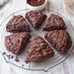Gluten-free Triple Chocolate Scones made with almond flour, raw cacao, and coconut cream.